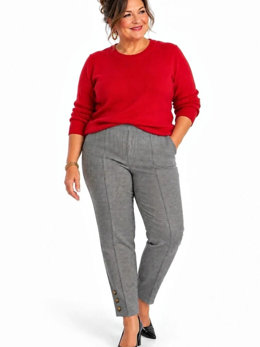 Talbots Houndstooth Ankle Pants in Gray & Black, Size X